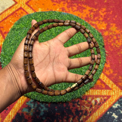 2 Round Radha Name Brown Original Tulsi Mala